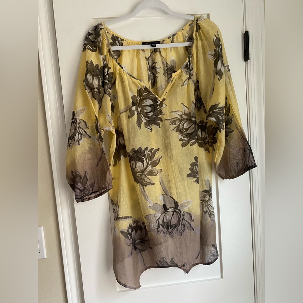 Karen Kane Women's Floral Cotton/Silk blouse Top size 2X Whimsy Classy Luxury